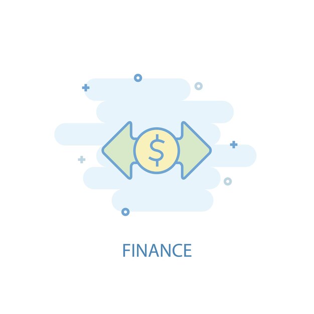 Financiën lijn concept. Eenvoudig lijnpictogram, gekleurde illustratie. Financiën symbool plat ontwerp. Kan worden gebruikt voor UI/UX