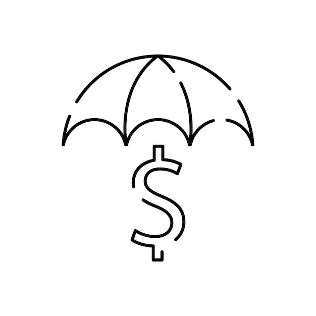 Financiën of geld en munt bankrekening verzekering lijn pictogram Vector investering en rijkdom symbool Zakelijk succes Opslaan en beschermen Dollarteken