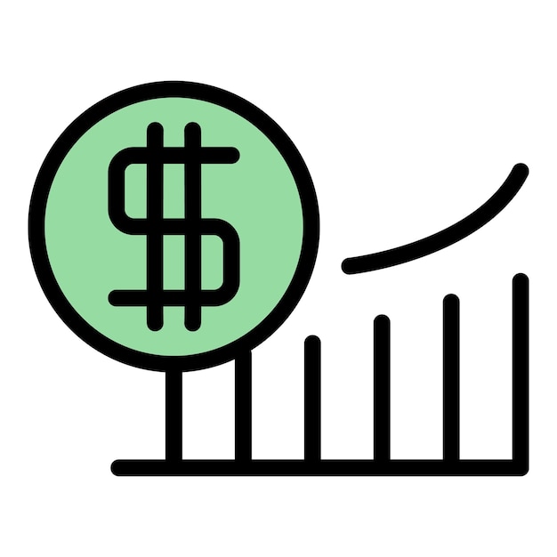 Vector financiën vooruitgang pictogram overzicht vector online business baan project kleur plat