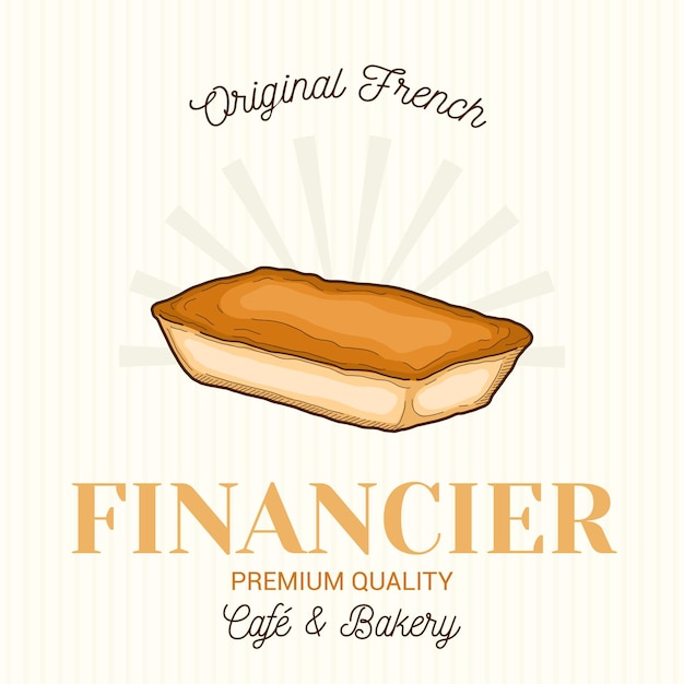 Modello di logo dell'emblema del vettore di pasticceria francese del finanziere