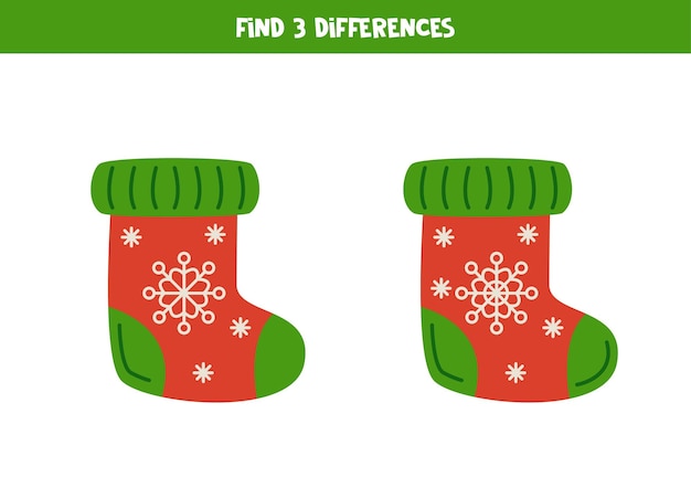 Find 3 differences between two cute christmas stocking