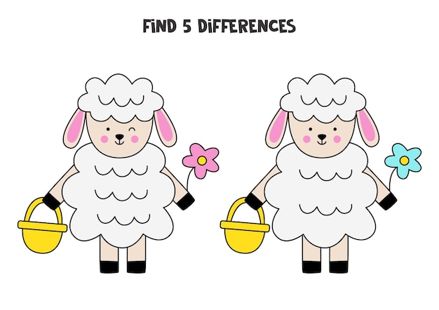 Trova 3 differenze tra due simpatiche pecorelle di pasqua
