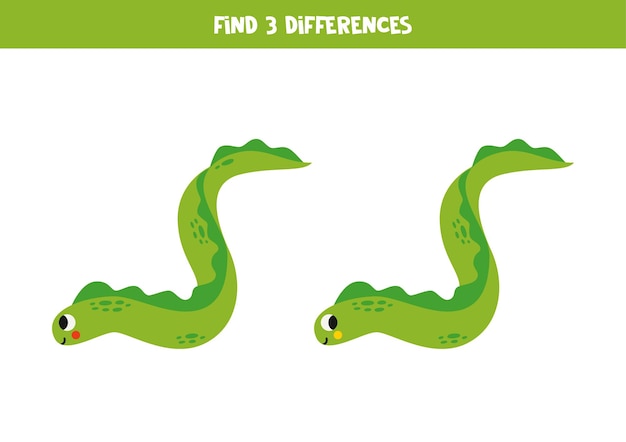 Find 3 differences between two cute sea eels