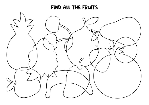 Find all the imposed fruits Find all silhouettes Logical puzzle for kids