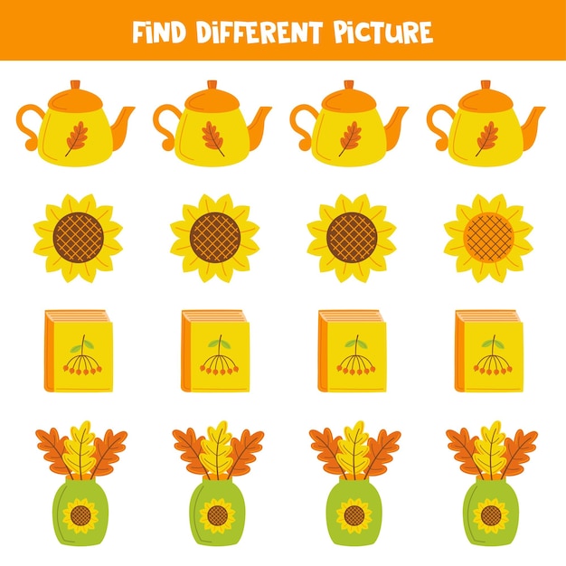 Find autumn element which is different from others Worksheet for kids