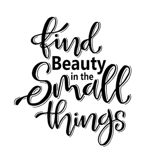 Find beauty in the small things hand drawn typography