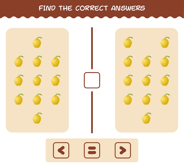 Find the correct answers of cartoon quince. Searching and Counting game. Educational game for pre shool years kids and toddlers