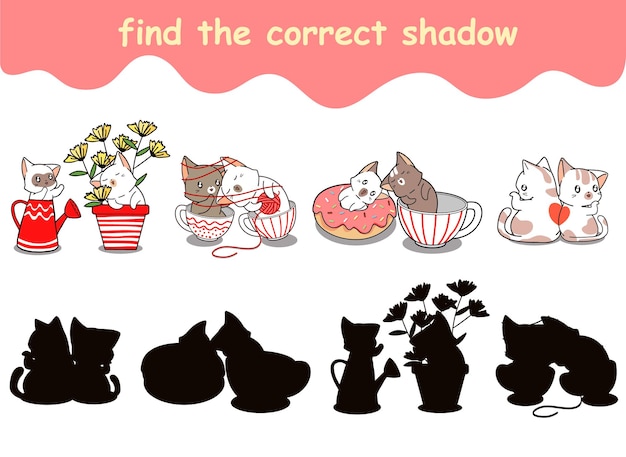 find the correct shadow of couple lover cats