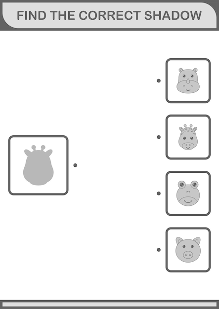 Find the correct shadow cow face worksheet for kids