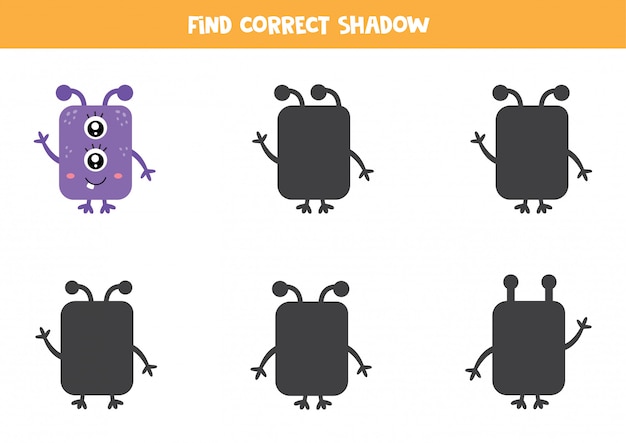 Find the correct shadow. Cute purple monster.