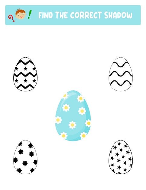 Vector find the correct shadow easter eggs teaching children