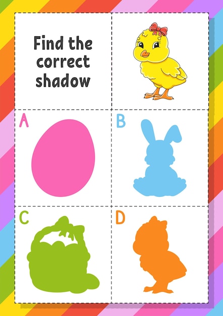 Find the correct shadow Easter theme Education developing worksheet for kids