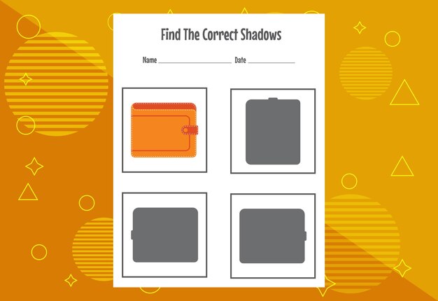 Find the correct shadow education developing worksheet matching game for kids