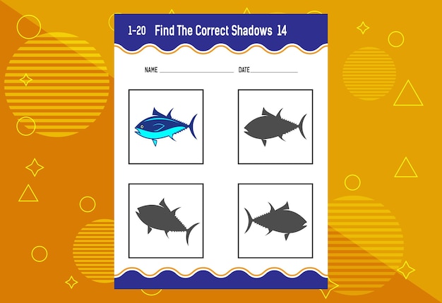 Find the correct shadow education developing worksheet matching game for kids