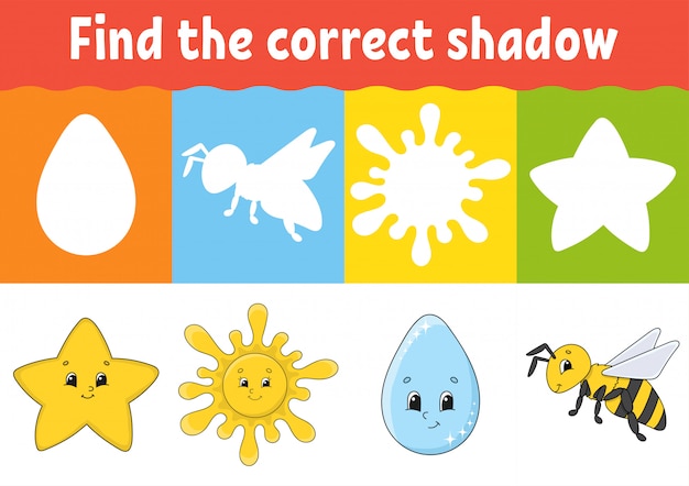 Find the correct shadow. education developing worksheet