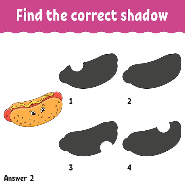 Find the correct shadow. Education developing worksheet.