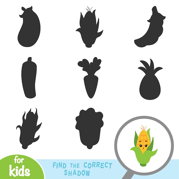 Find the correct shadow education game for children Corn