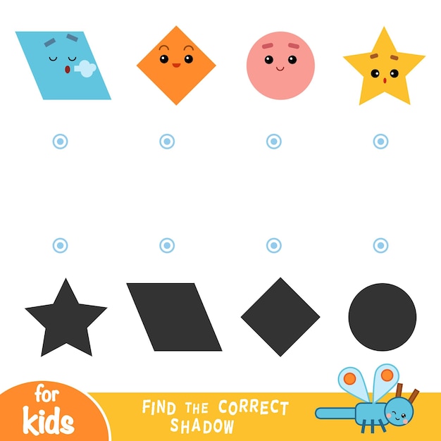 Find the correct shadow education game for children geometric shapes