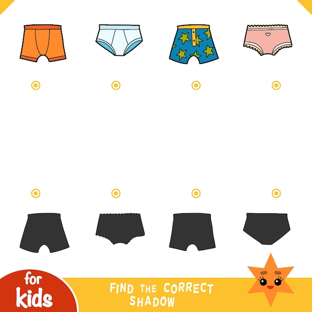 Find the correct shadow education game for children set of pants