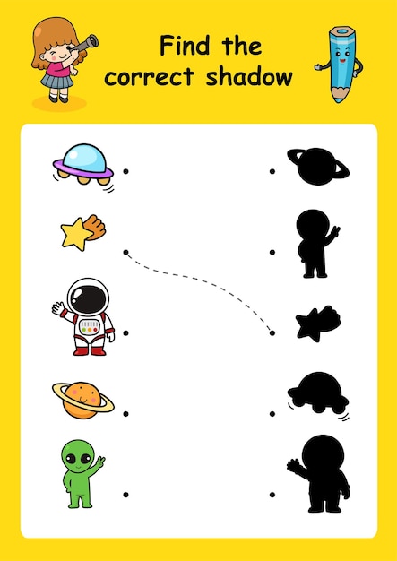 Find the correct shadow education game for children vector illustration