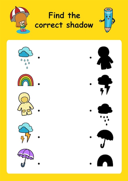 Find the correct shadow education game for children vector illustration