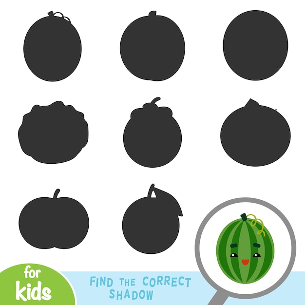 Find the correct shadow education game for children Watermelon