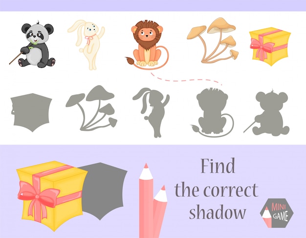 Найти правильную тень, обучающая игра для детей.