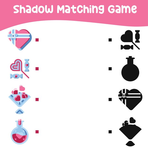 Find the correct shadow. Educational matching game for children. Kids educational game. Vector file