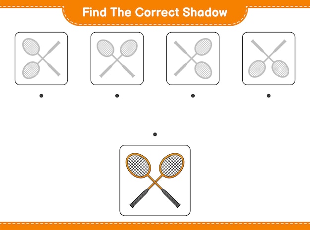 올바른 그림자 찾기 배드민턴 라켓의 올바른 그림자를 찾아 일치시킵니다.