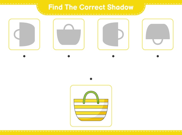 Find the correct shadow Find and match the correct shadow of Beach Bag Educational children game