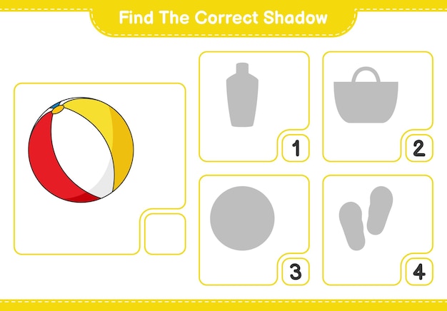 Find the correct shadow find and match the correct shadow of beach ball educational children game