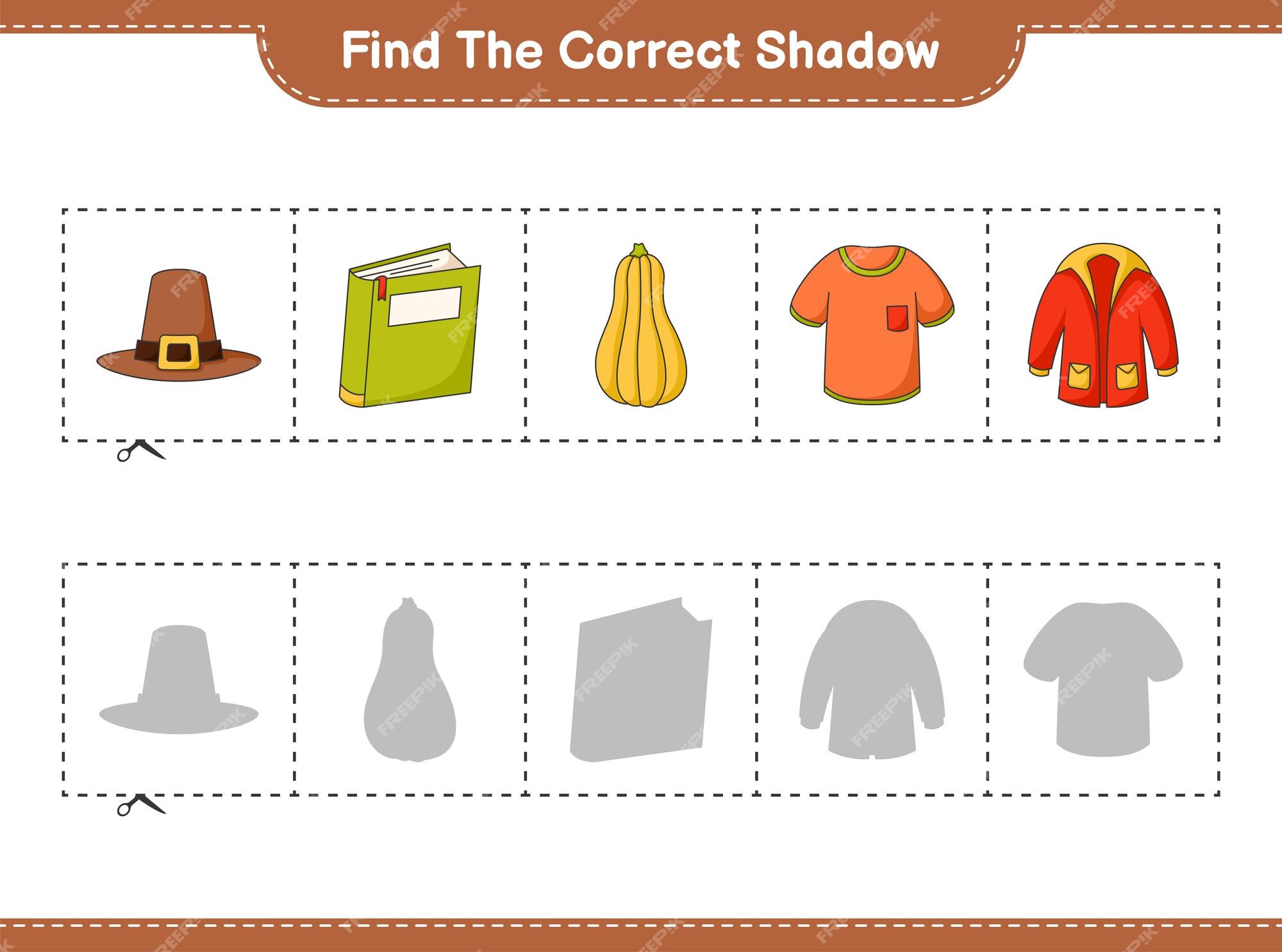 Premium Vector  Find the correct shadow find and match the