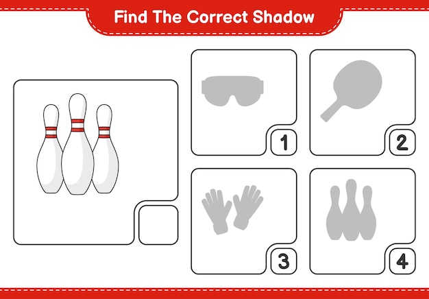 Найдите правильную тень Найдите и сопоставьте правильную тень в игре Bowling Pin Обучающая детская игра