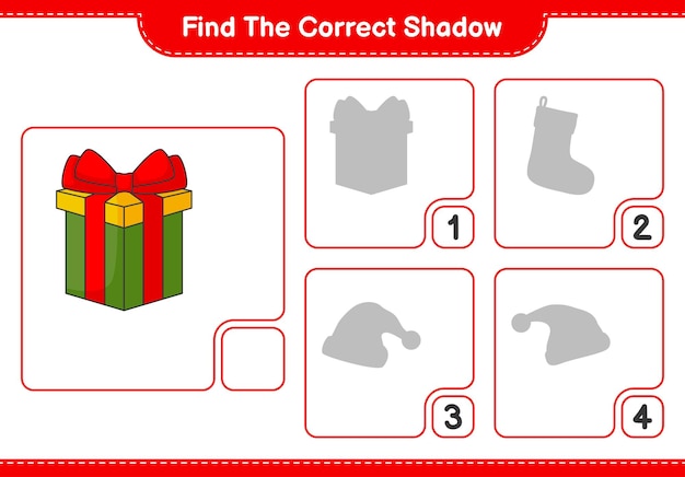 Find the correct shadow Find and match the correct shadow of Box Gift Educational children game