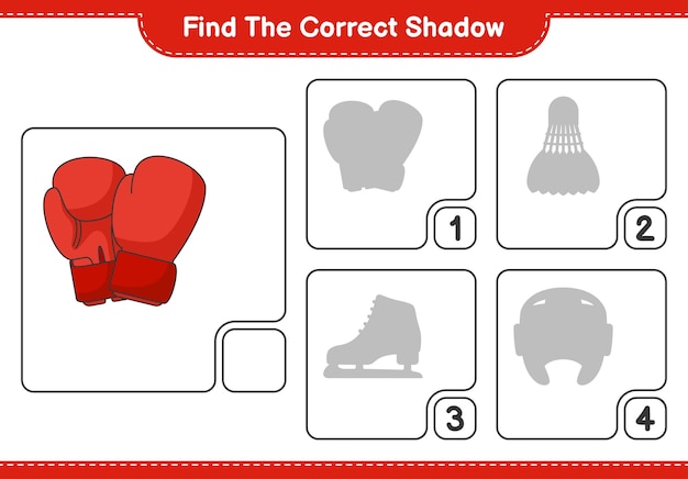 Find the correct shadow Find and match the correct shadow of Boxing Gloves