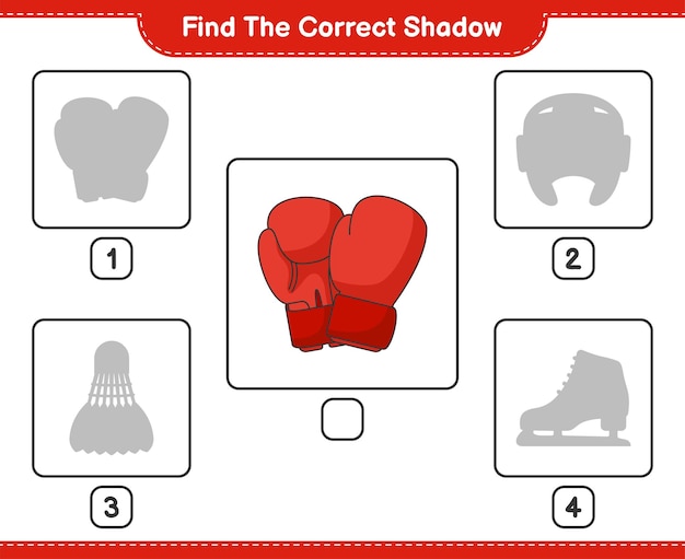Найдите правильную тень Найдите и сопоставьте правильную тень боксерских перчаток