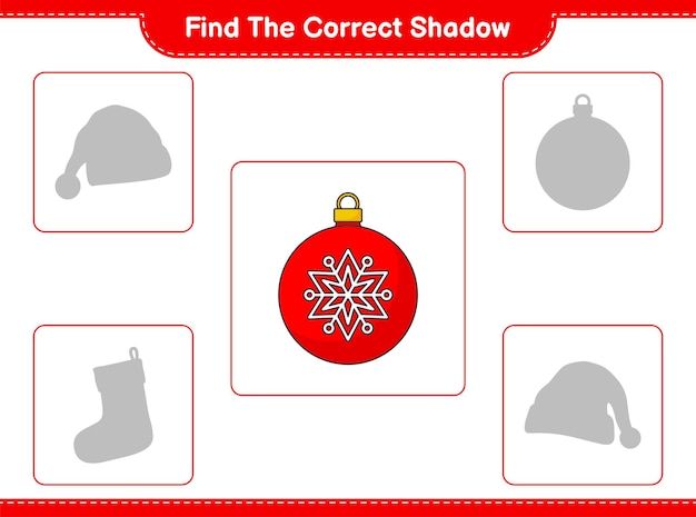 Find the correct shadow find and match the correct shadow of christmas ball