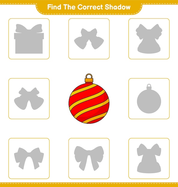 Find the correct shadow find and match the correct shadow of christmas ball