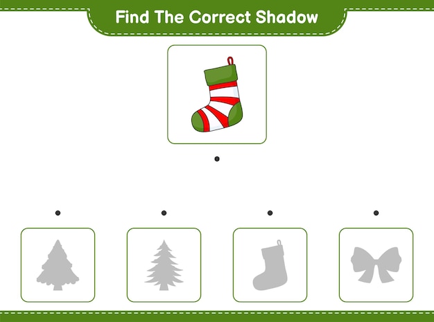 Find the correct shadow Find and match the correct shadow of Christmas Sock