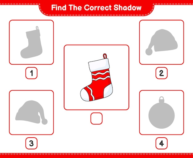 Find the correct shadow Find and match the correct shadow of Christmas Sock