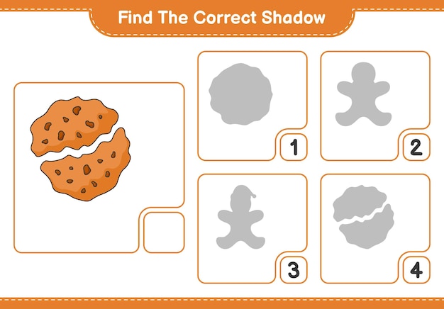 올바른 그림자 찾기 쿠키 교육 어린이 게임의 올바른 그림자를 찾아 일치시킵니다.