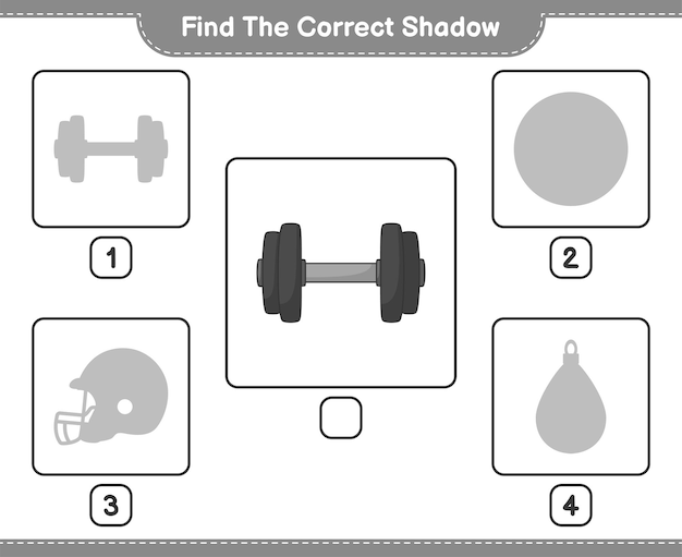 Trova l'ombra corretta trova e abbina l'ombra corretta del gioco educativo per bambini con manubri