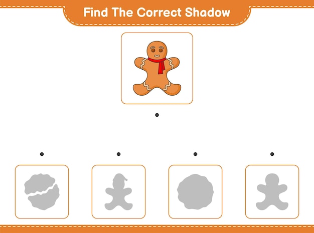 정확한 그림자 찾기 Gingerbread Man의 올바른 그림자를 찾아 짝짓기