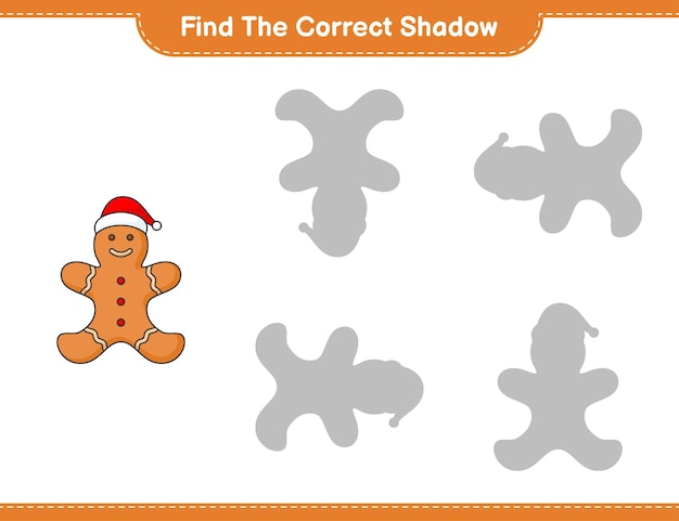 Trova l'ombra corretta trova e abbina l'ombra corretta di gingerbread man