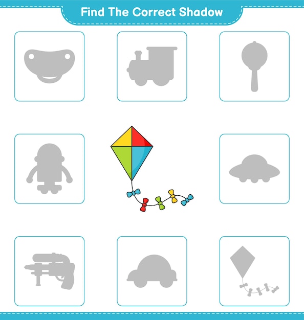 Premium Vector  Find the correct shadow find and match the