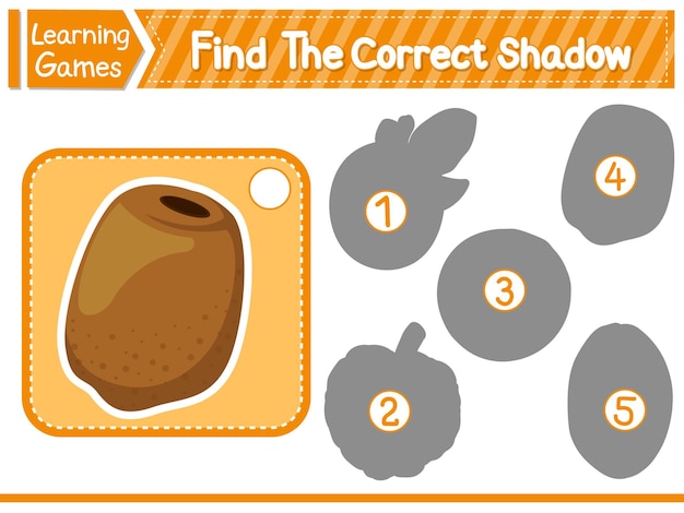 Find The Correct Shadow Find And Match The Correct Shadow Of Kiwi Kids Educational Game Printable Worksheet Vector Illustration