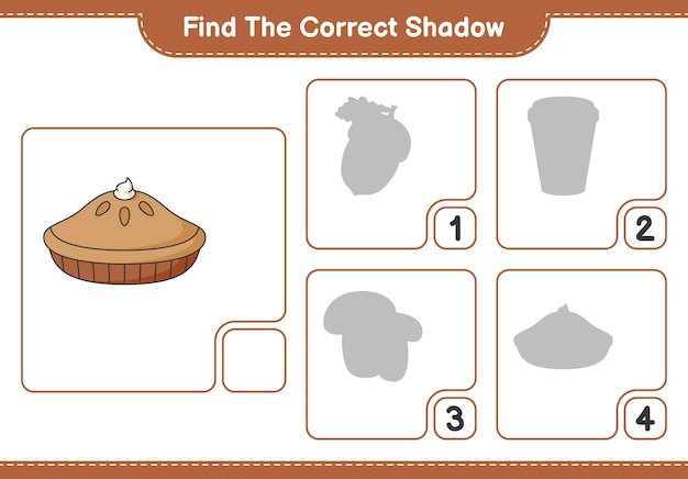 Find the correct shadow find and match the correct shadow of pie educational children game