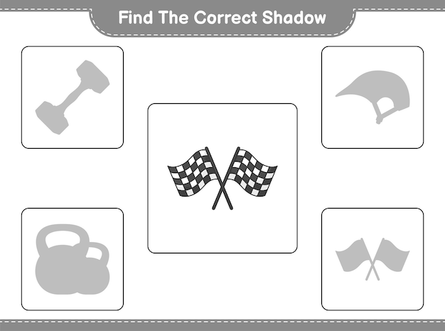 find the correct shadow. find and match the correct shadow of racing flags