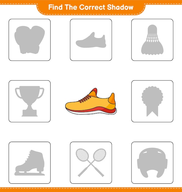 正しい影を見つけてください。ランニングシューズの正しい影を見つけて一致させる