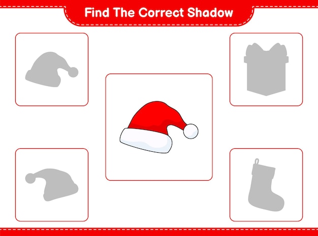 Find the correct shadow Find and match the correct shadow of Santa Hat Educational children game